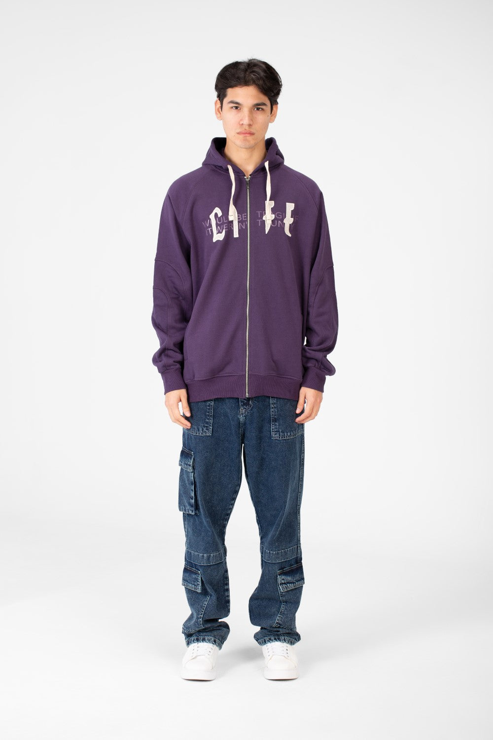 سويت شيرت رجالي كبير الحجم بغطاء رأس وسحاب كامل