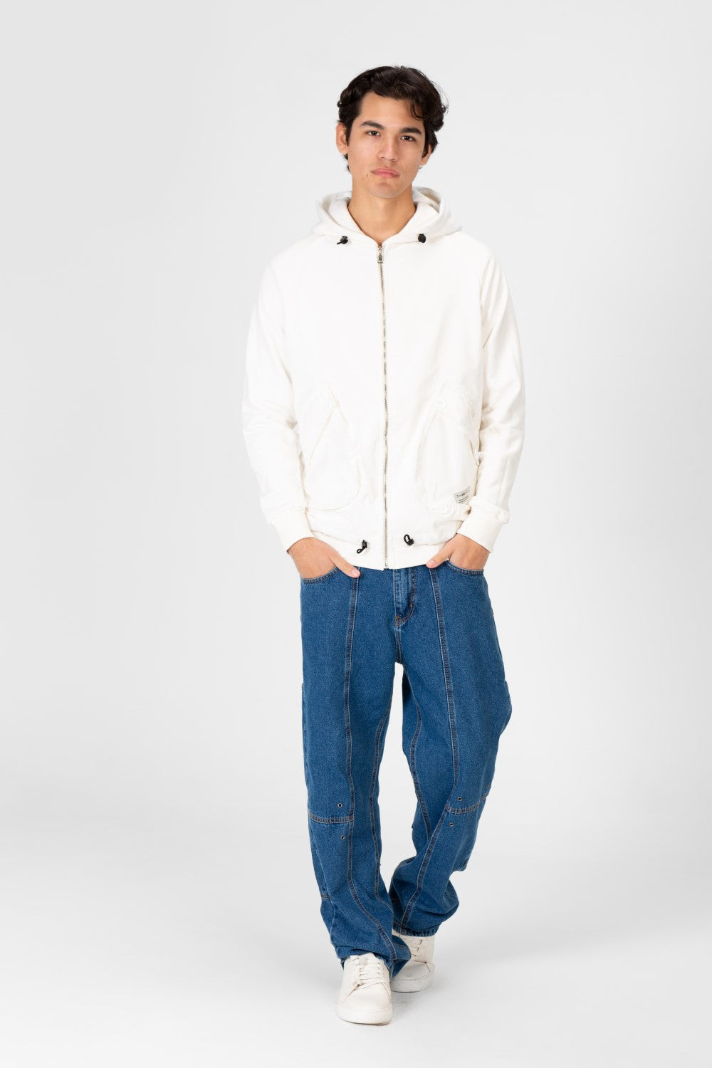 سويت شيرت رجالي بغطاء رأس وسحاب أمامي كامل وجيوب