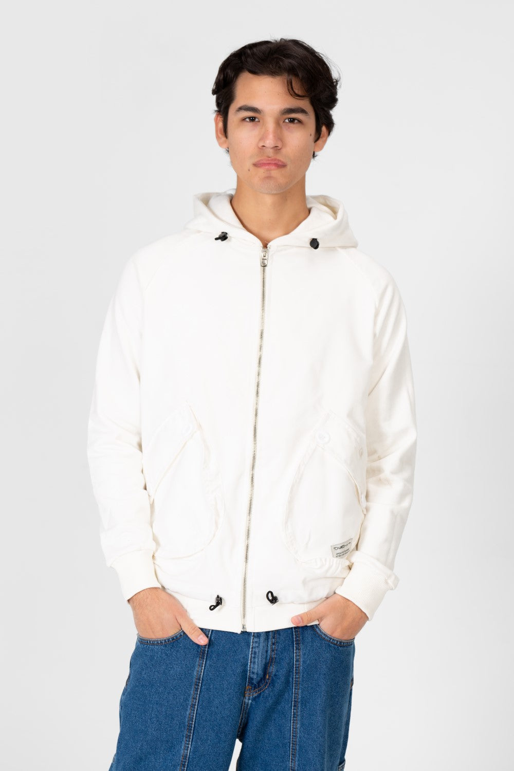 سويت شيرت رجالي بغطاء رأس وسحاب أمامي كامل وجيوب