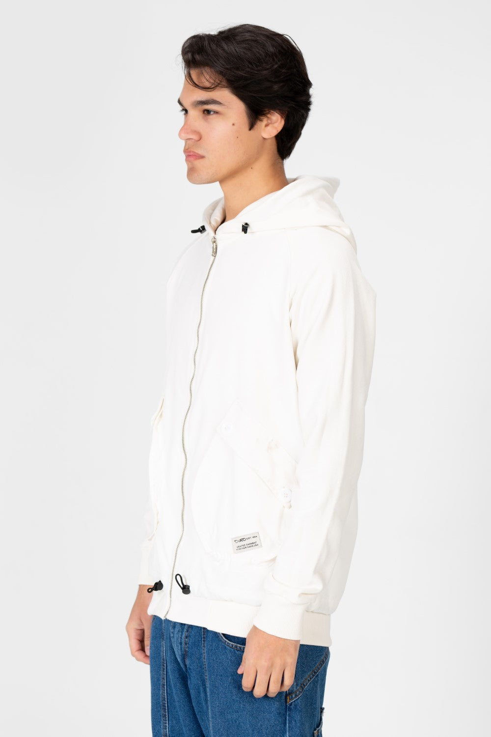 سويت شيرت رجالي بغطاء رأس وسحاب أمامي كامل وجيوب