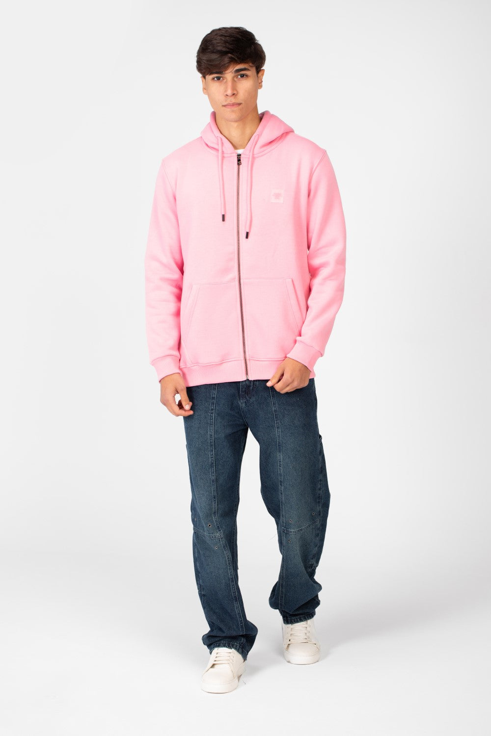 سويت شيرت رجالي أساسي بغطاء رأس وسحاب أمامي