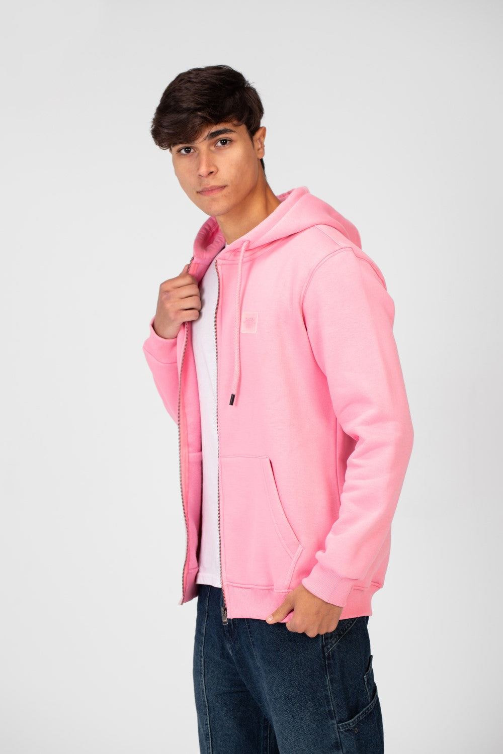 سويت شيرت رجالي أساسي بغطاء رأس وسحاب أمامي