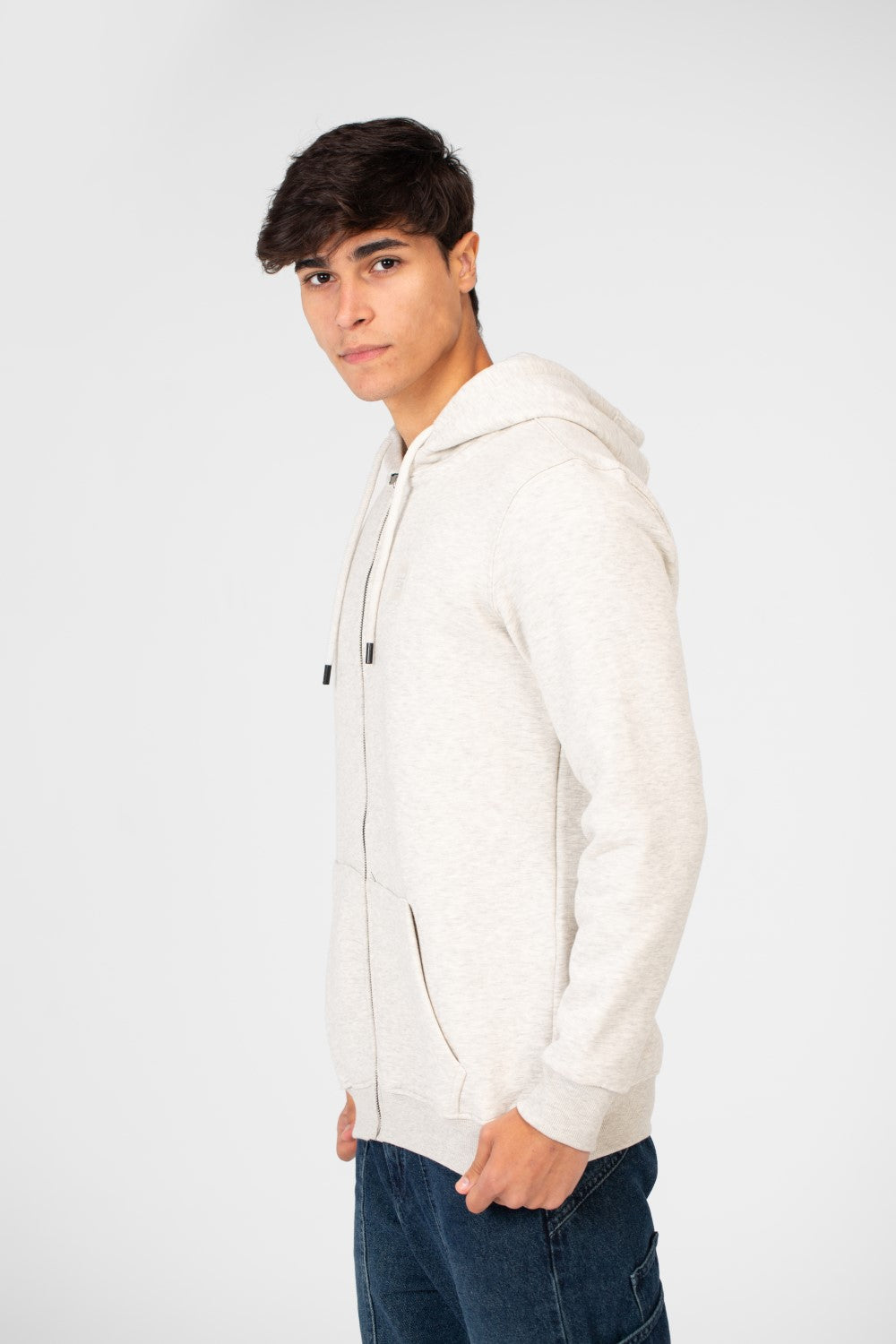 سويت شيرت رجالي أساسي بغطاء رأس وسحاب أمامي