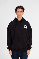 سويت شيرت رجالي أساسي كبير الحجم بسحاب أمامي كامل