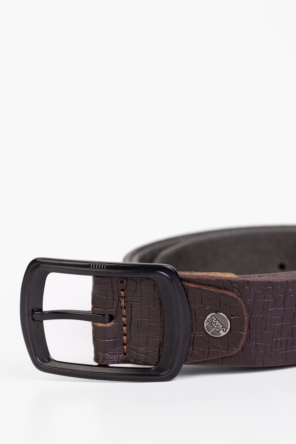 Men's Square Clasp Faux Leather Belt