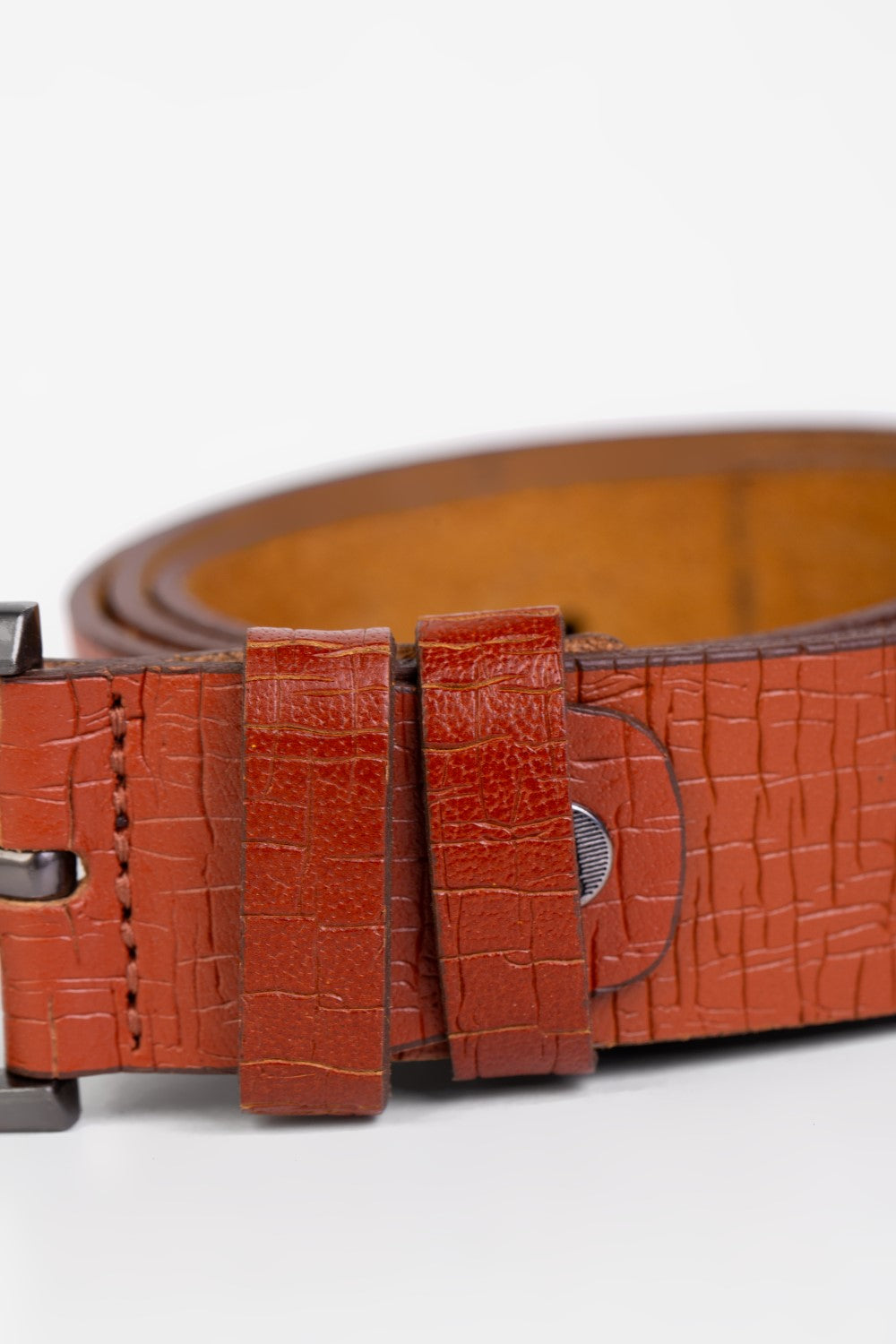 Men's Square Clasp Faux Leather Belt