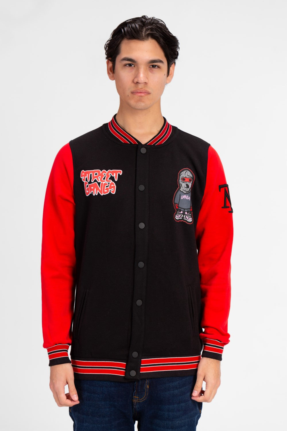 قميص بيسبول رجالي مطبوع بأكمام طويلة