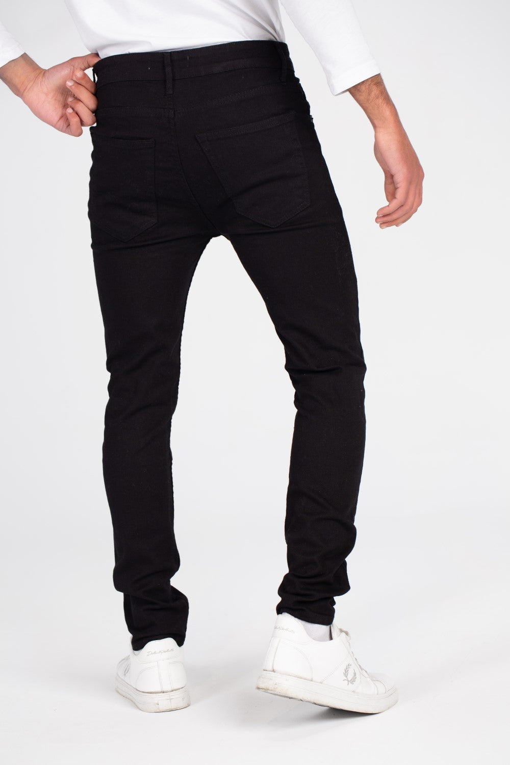 Men's Slim Fit Basic Details Jeans Pants With Five Pockets Black