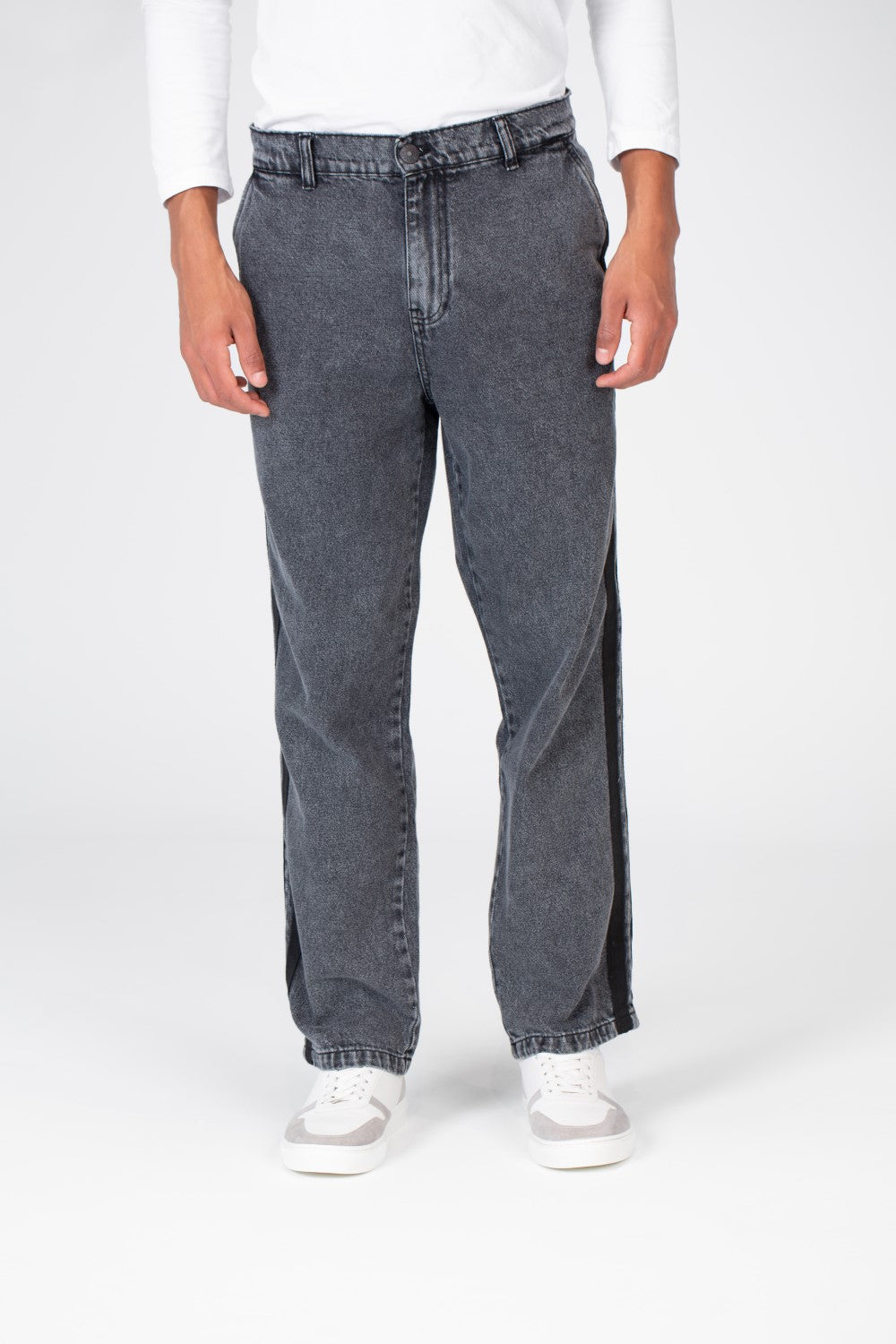 Men's Wide Leg Jeans Pants With Basic Details
