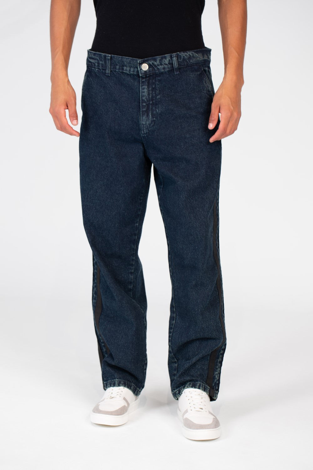 Men's Wide Leg Jeans Pants With Basic Details