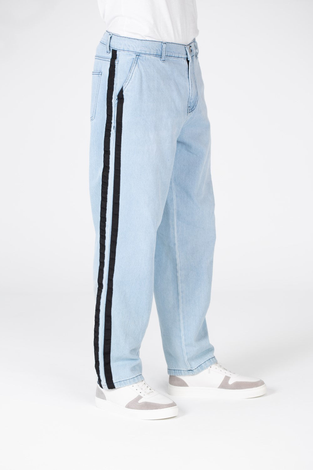 Men's Wide Leg Jeans Pants With Basic Details