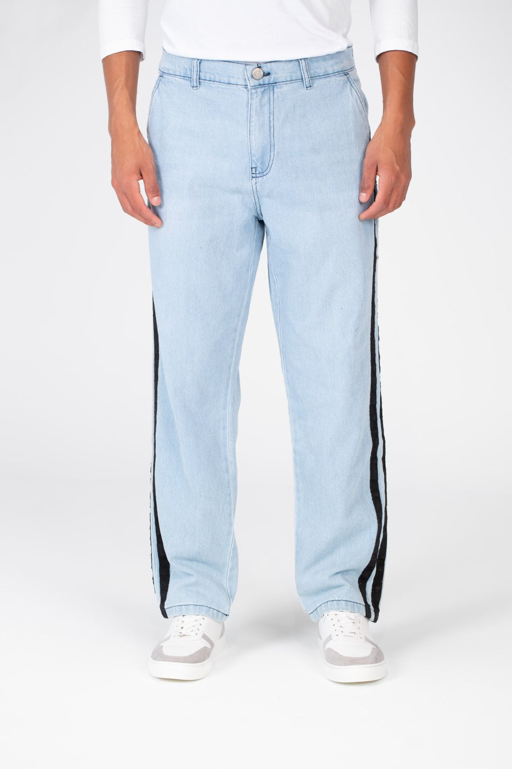 Men's Wide Leg Jeans Pants With Basic Details