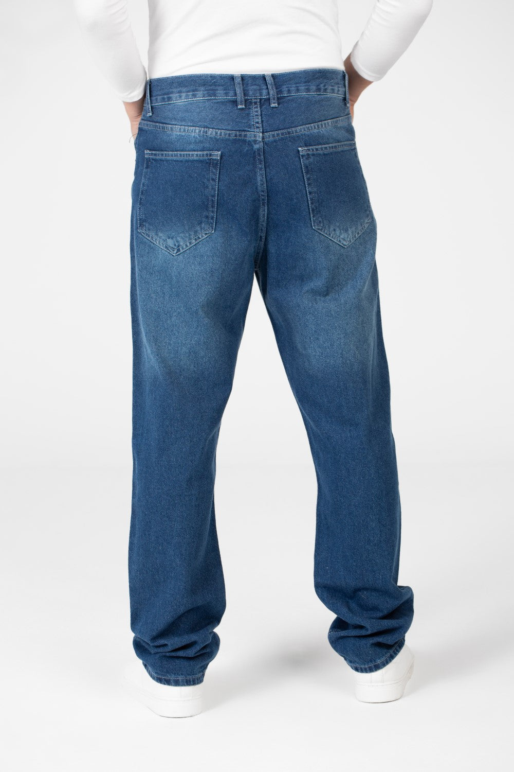 Men's Wide Leg Jeans Pants With Five Pockets And Button Front