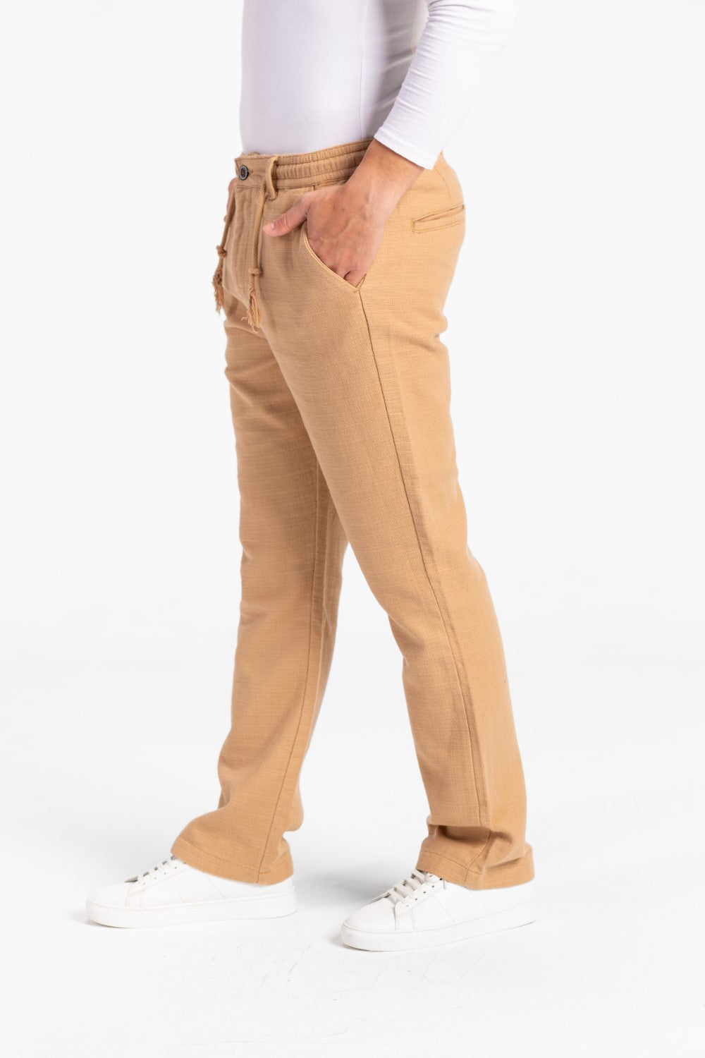 Men's Stylish Drawstring Waist Linen Pants With Pockets