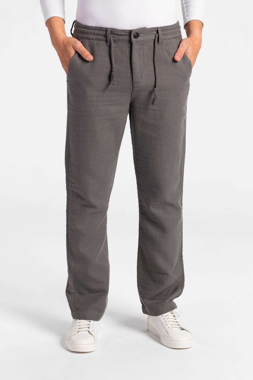 Men's Stylish Drawstring Waist Linen Pants With Pockets