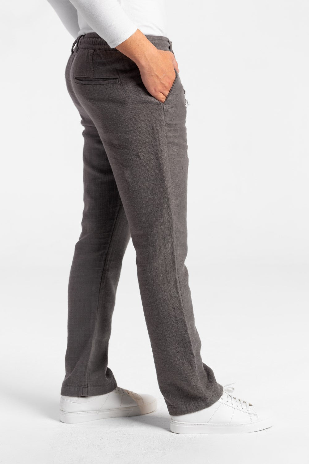 Men's Stylish Drawstring Waist Linen Pants With Pockets