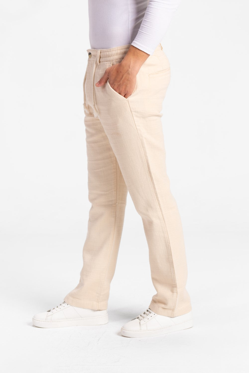 Men's Stylish Drawstring Waist Linen Pants With Pockets