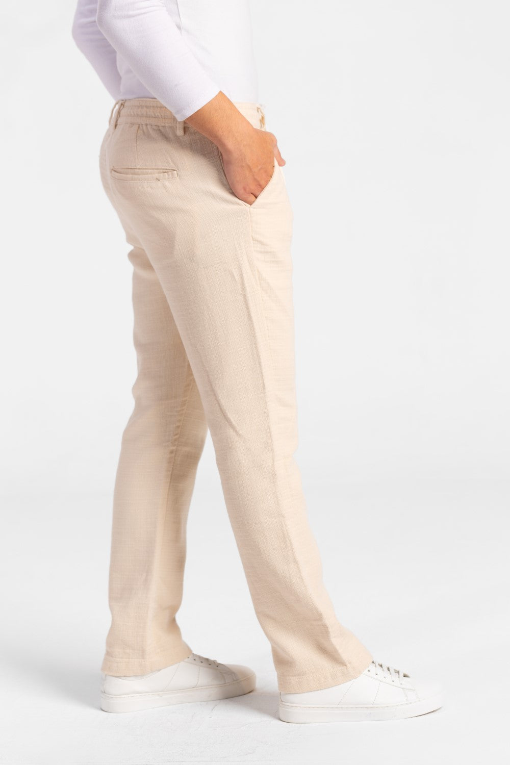Men's Stylish Drawstring Waist Linen Pants With Pockets