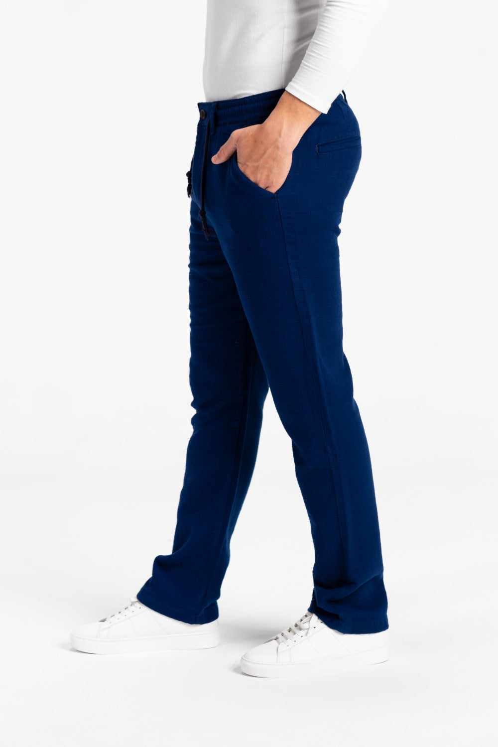 Men's Stylish Drawstring Waist Linen Pants With Pockets