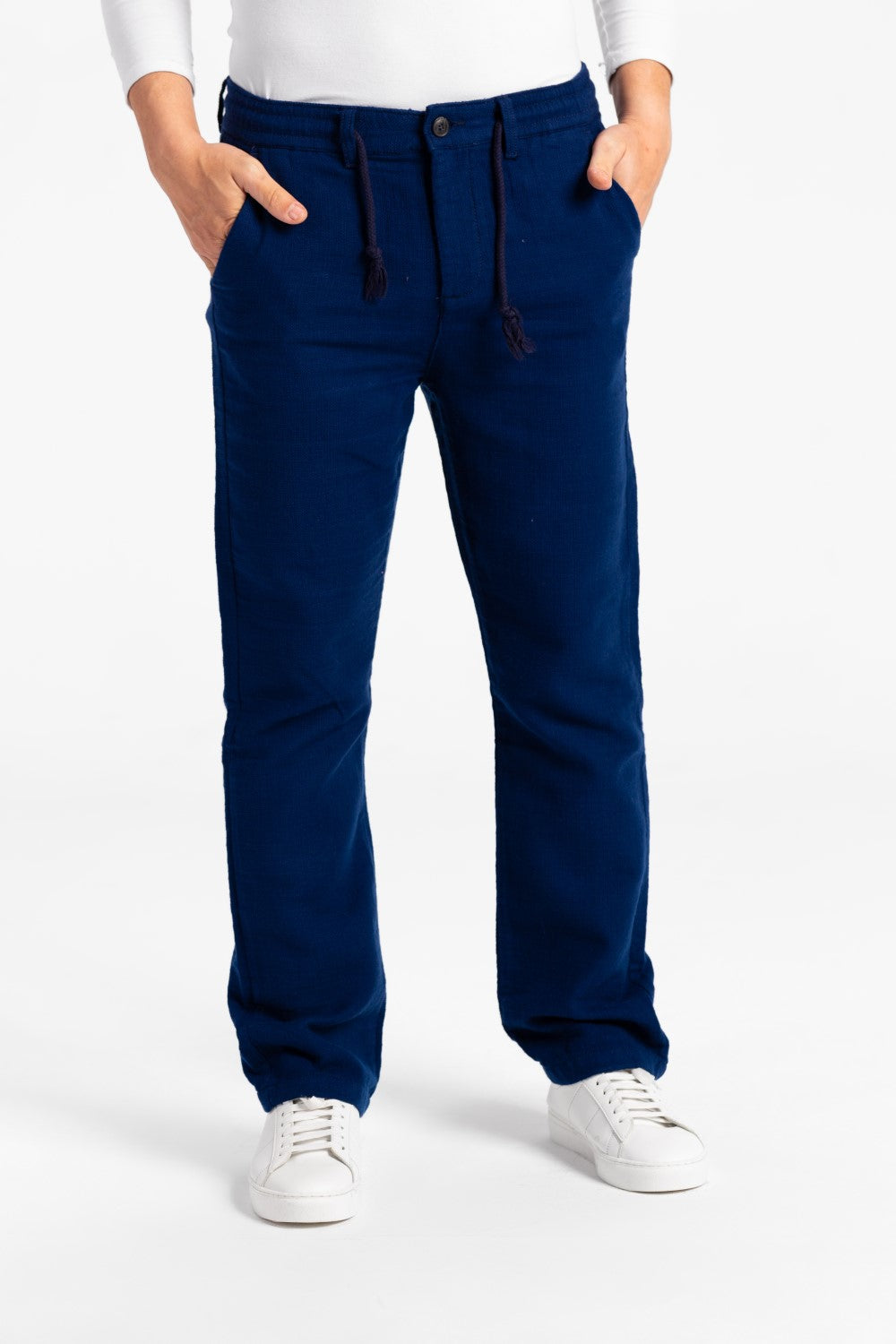 Men's Stylish Drawstring Waist Linen Pants With Pockets