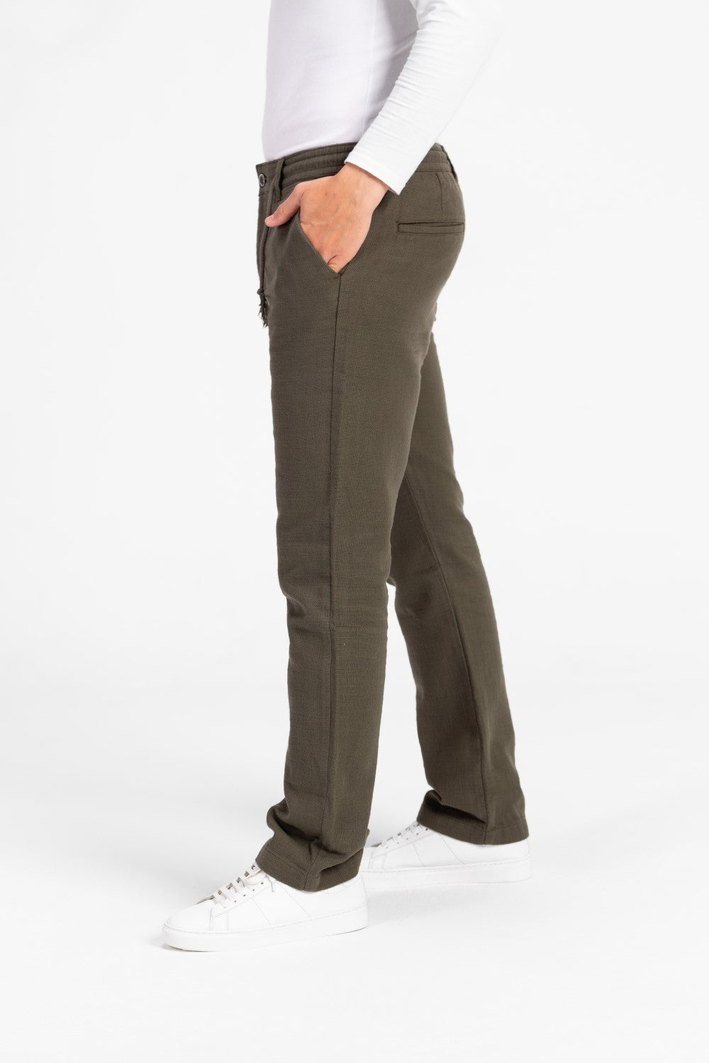 Men's Stylish Drawstring Waist Linen Pants With Pockets