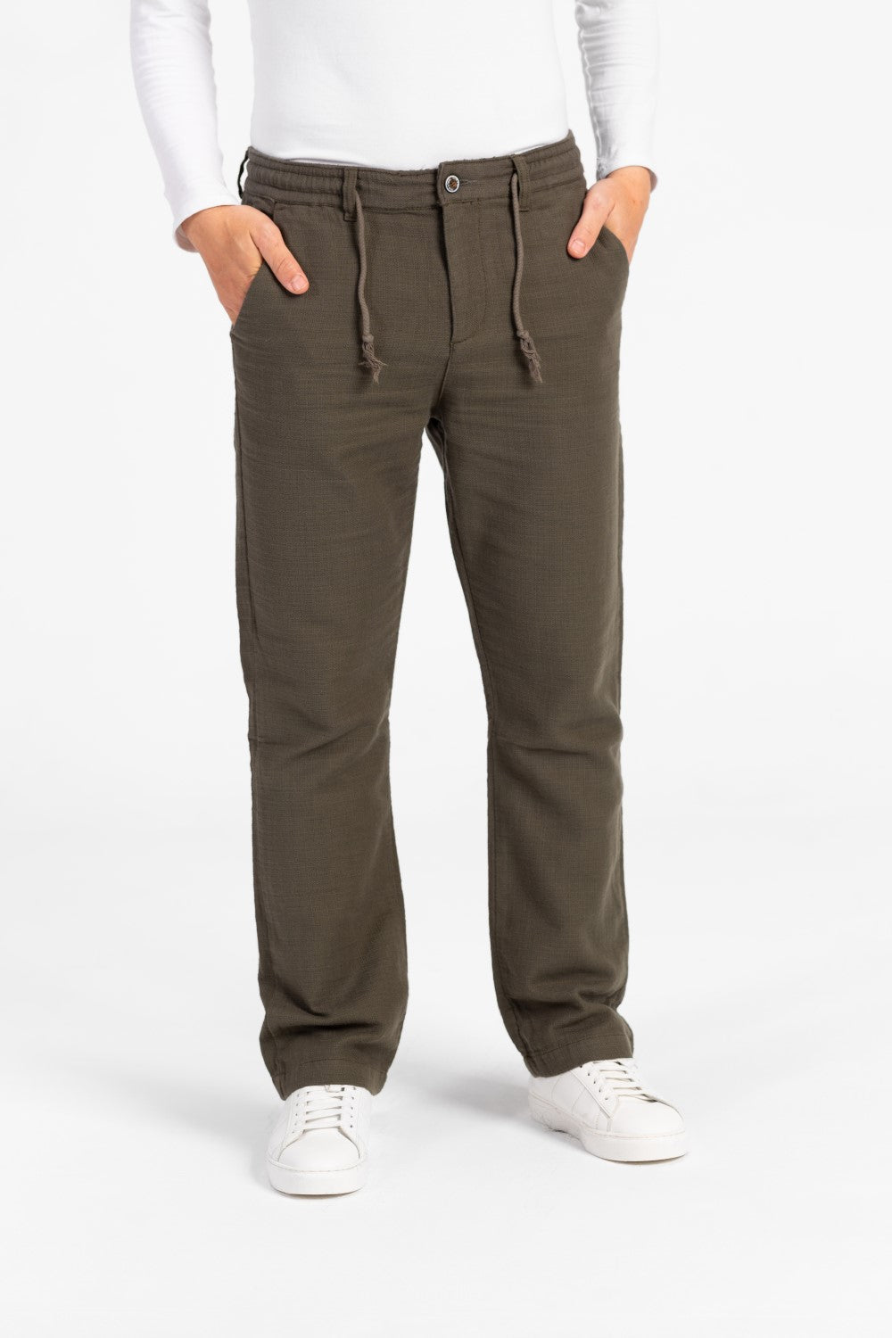 Men's Stylish Drawstring Waist Linen Pants With Pockets