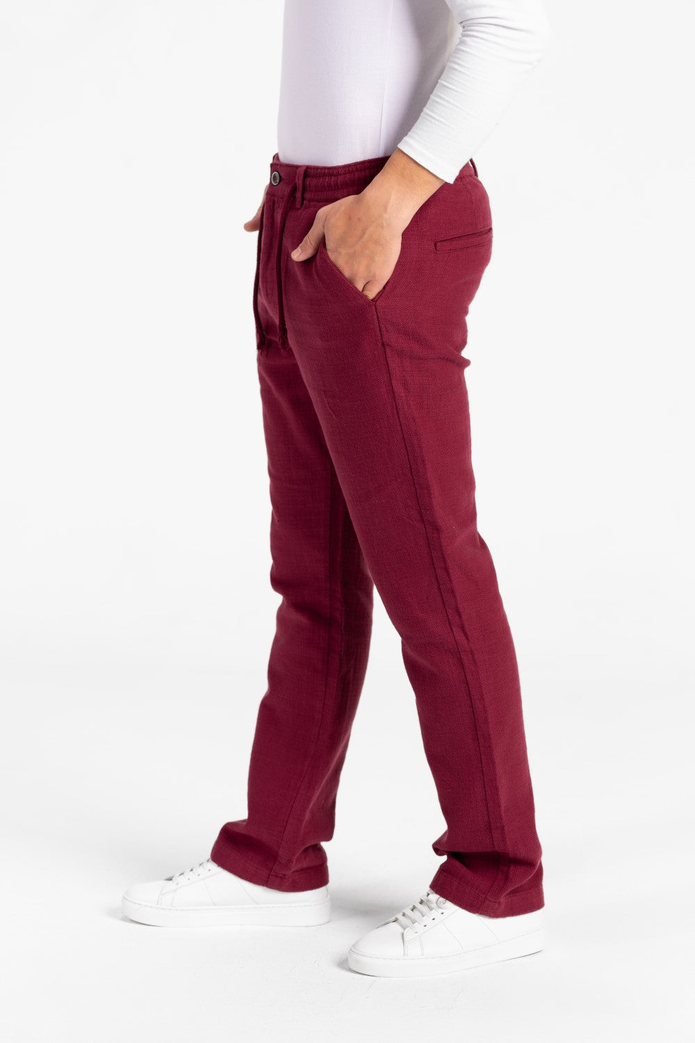 Men's Stylish Drawstring Waist Linen Pants With Pockets