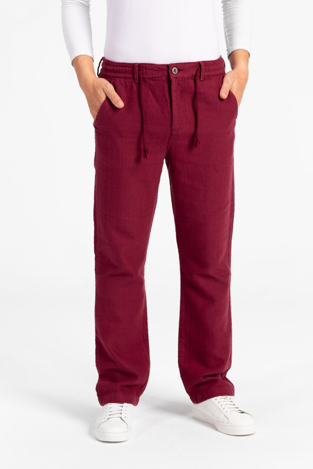 Men's Stylish Drawstring Waist Linen Pants With Pockets
