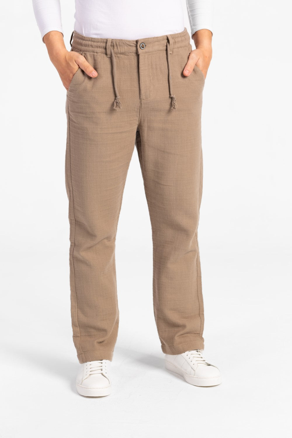 Men's Stylish Drawstring Waist Linen Pants With Pockets