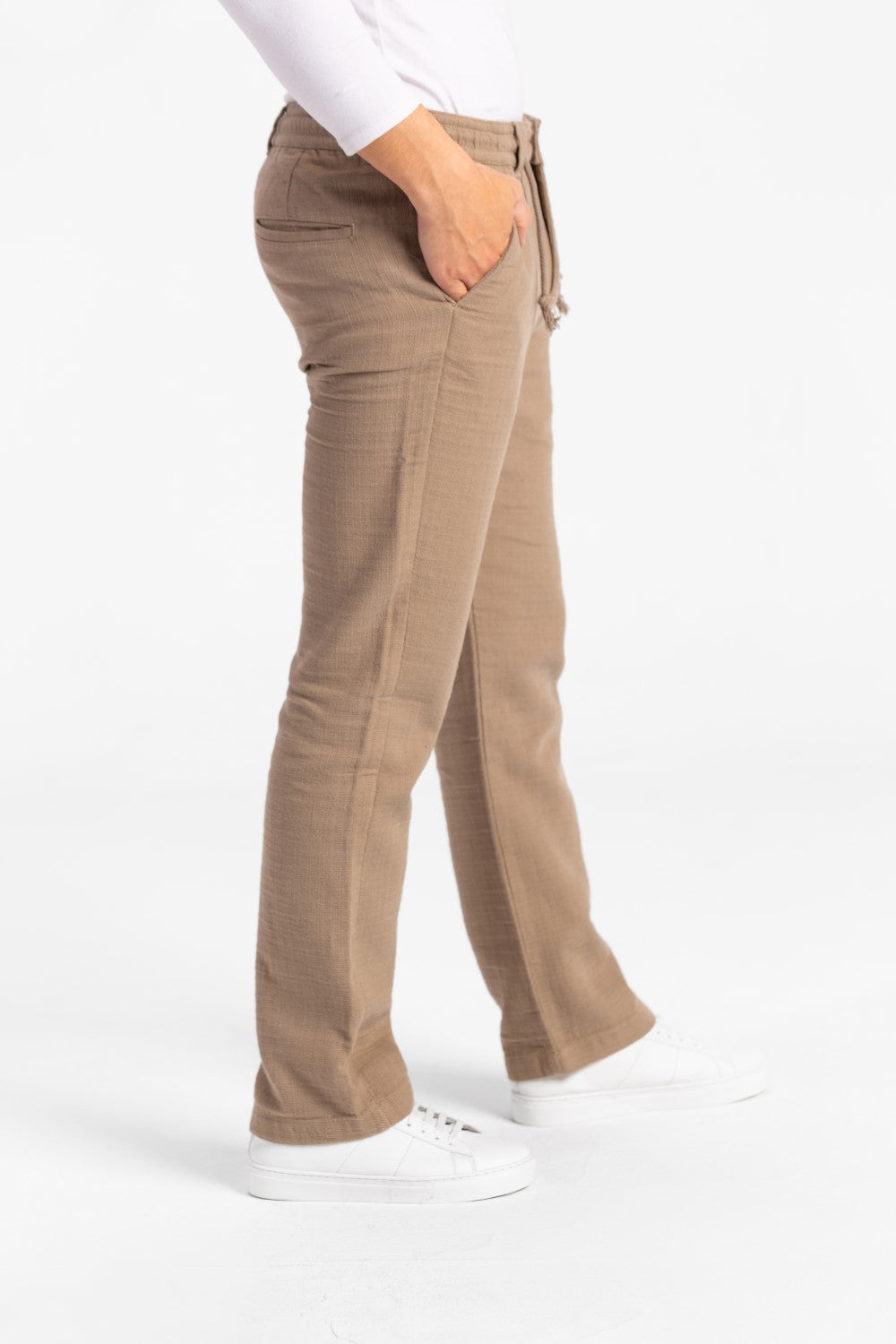 Men's Stylish Drawstring Waist Linen Pants With Pockets