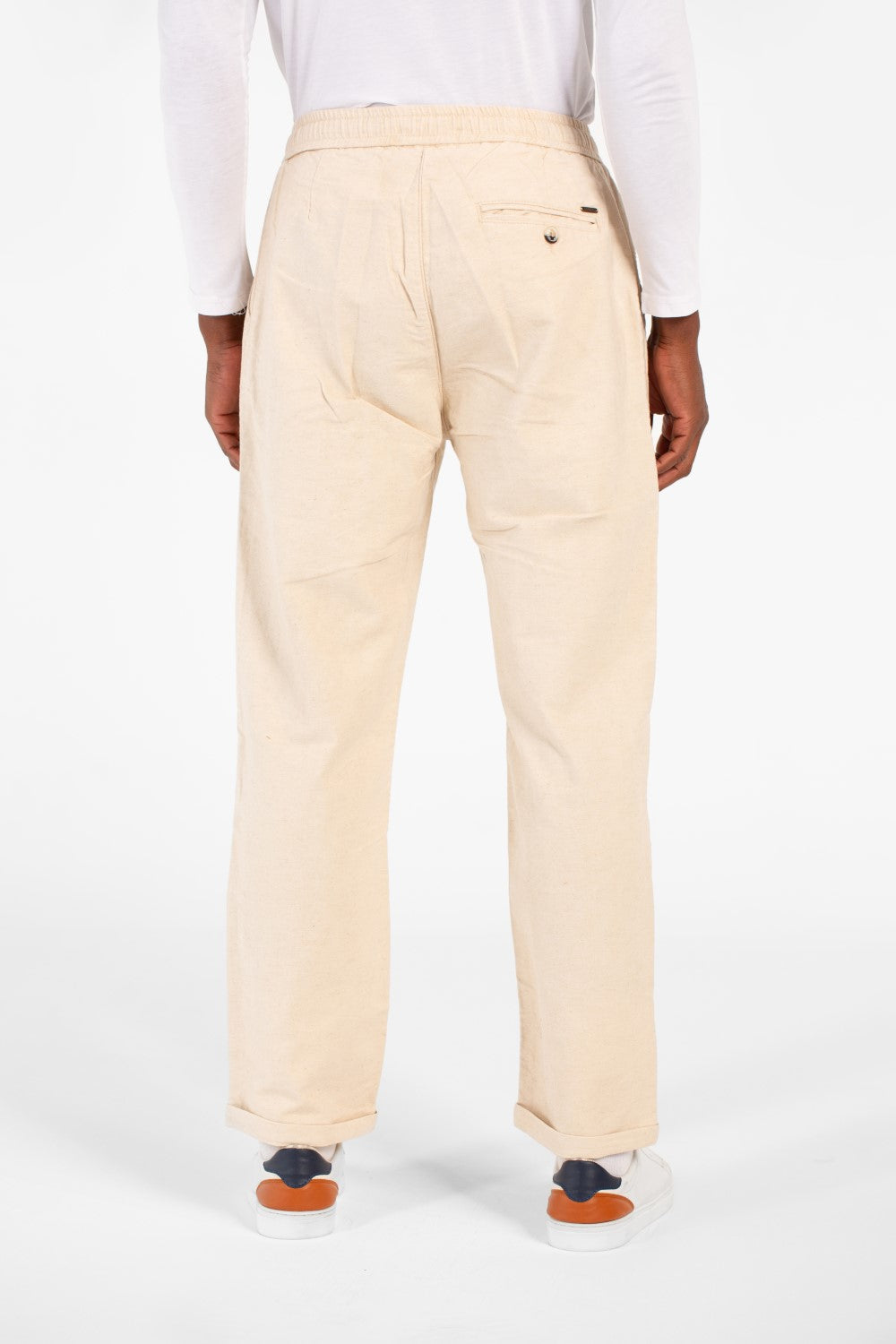 Men's Slim Fit Linen Drawstring Waist Pants High Quality Material With Pockets