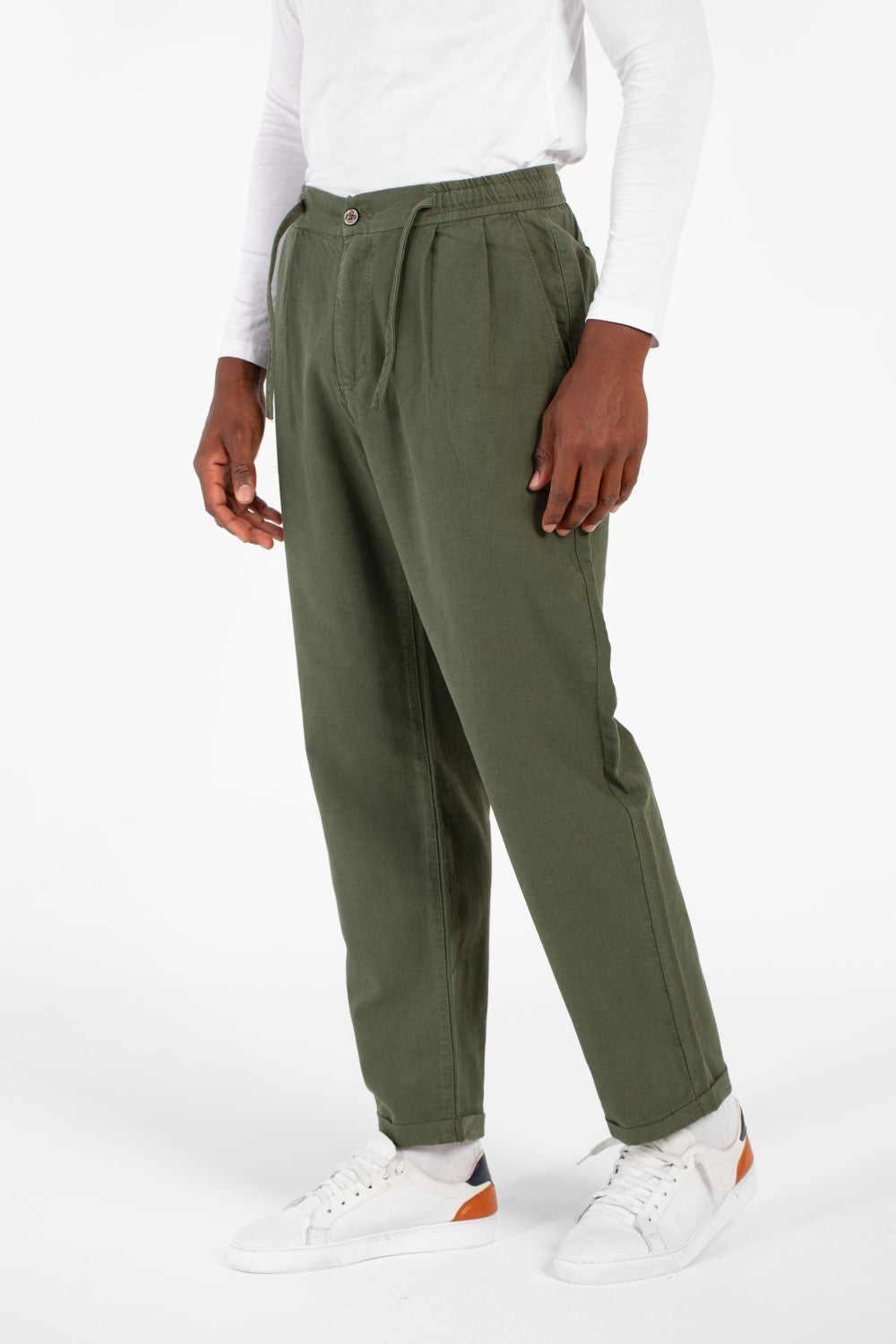 Men's Slim Fit Linen Drawstring Waist Pants High Quality Material With Pockets