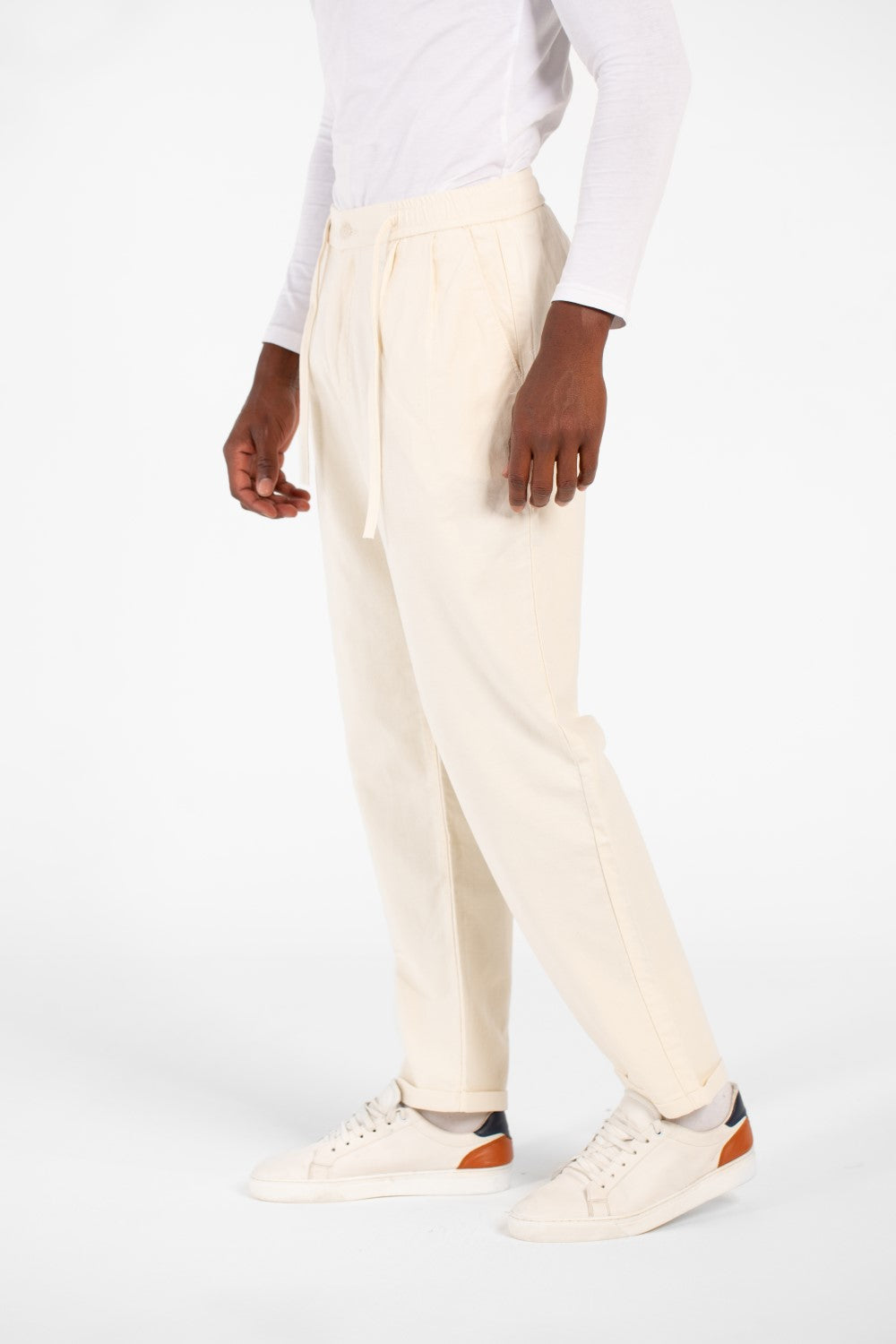 Men's Slim Fit Linen Drawstring Waist Pants High Quality Material With Pockets