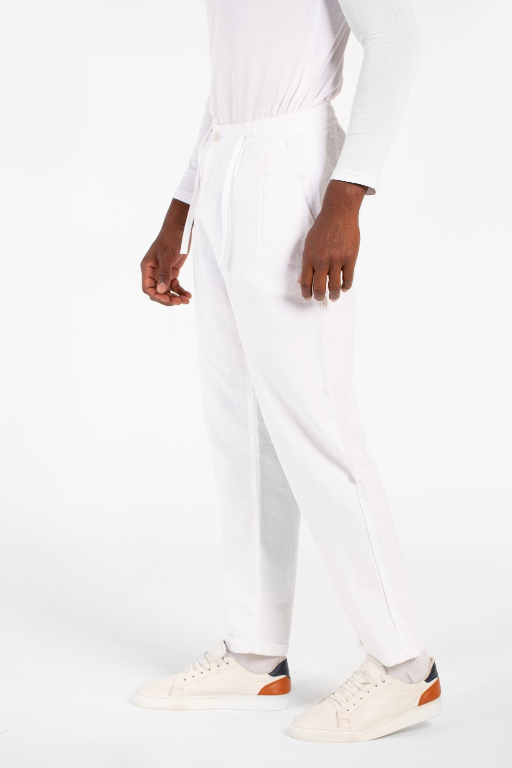 Men's Slim Fit Linen Drawstring Waist Pants High Quality Material With Pockets