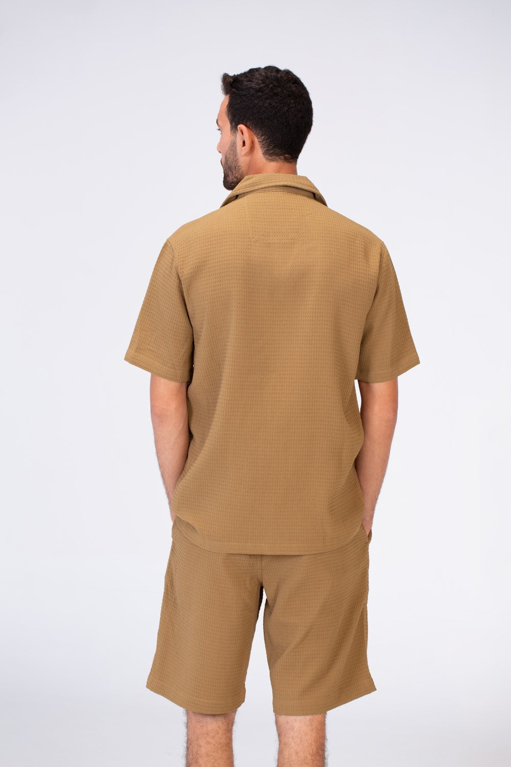 Mens Basic Plain Outfit Set Consisting Of A Half Sleeved Shirt And Short