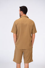 Mens Basic Plain Outfit Set Consisting Of A Half Sleeved Shirt And Short