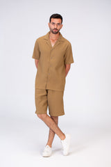 Mens Basic Plain Outfit Set Consisting Of A Half Sleeved Shirt And Short