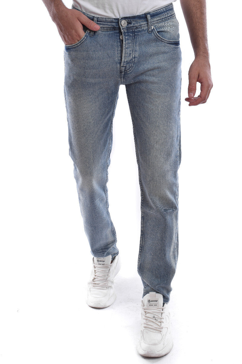 Men's Basic Slim Fit Jeans Pants Five Pockets Dirty