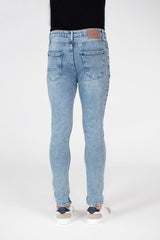 بنطلون جينز رجالي مستعمل فائق النحافة مع شارة طماطم على الظهر