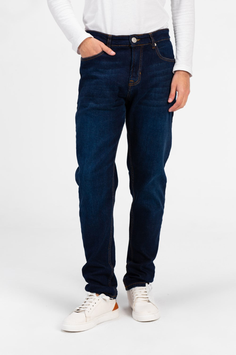 بنطلون جينز رجالي مستعمل بقصّة Slim Fit وخمسة جيوب