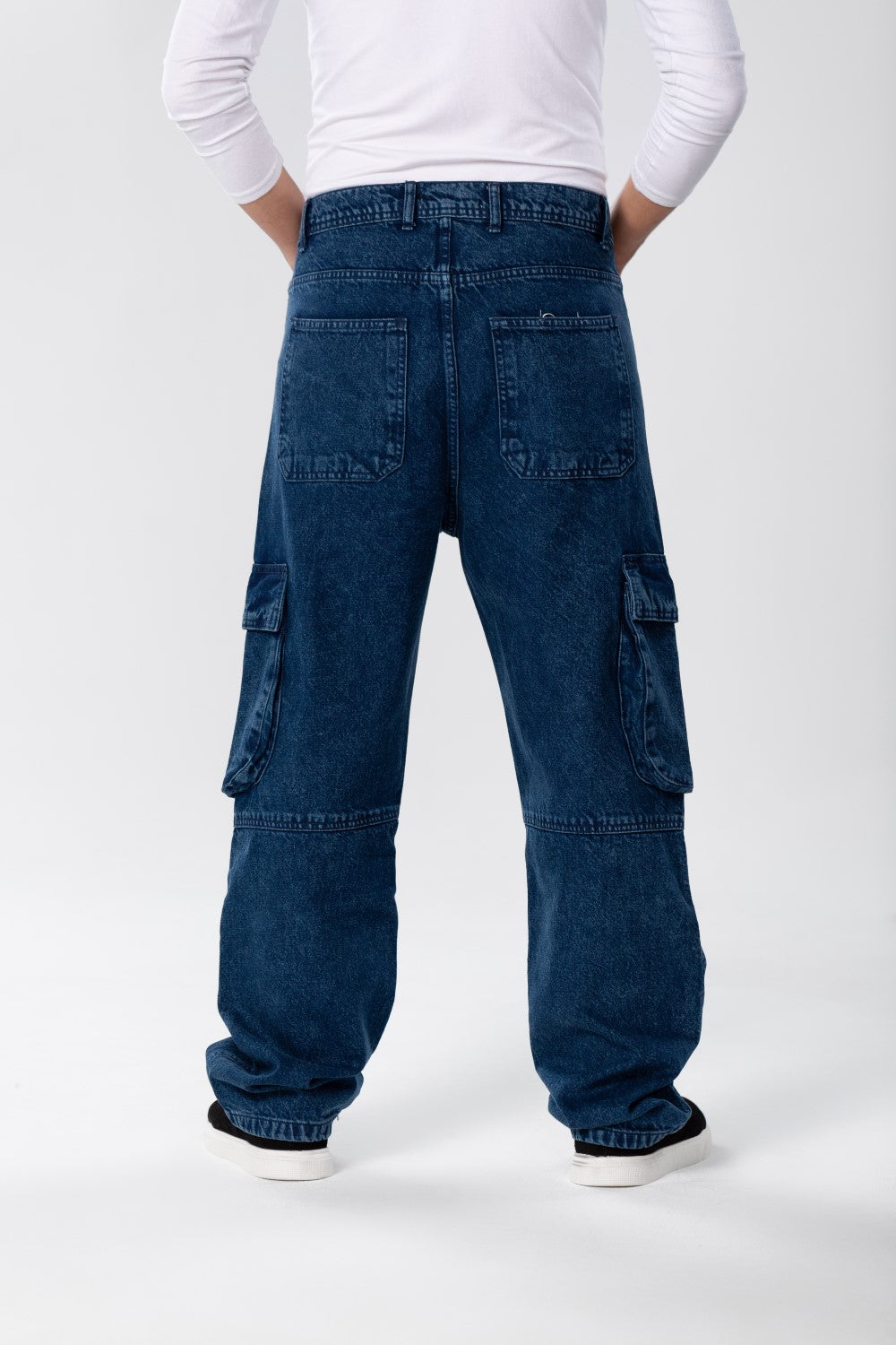 Men's Slim Fit Cargo Jeans Pants With Side Pockets