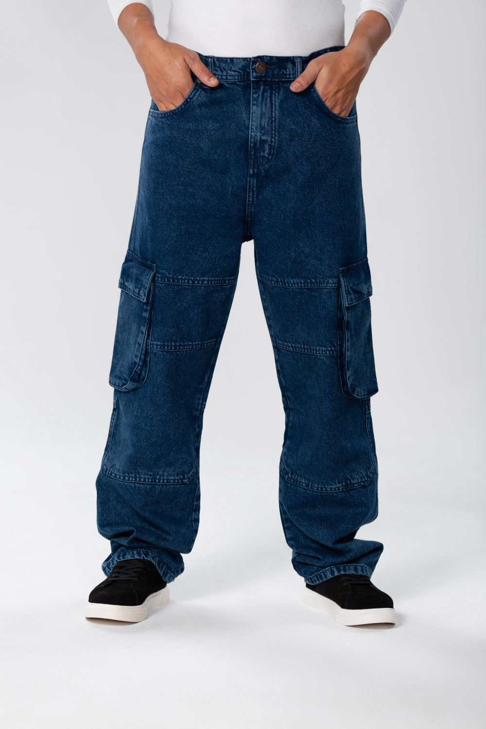 Men's Slim Fit Cargo Jeans Pants With Side Pockets