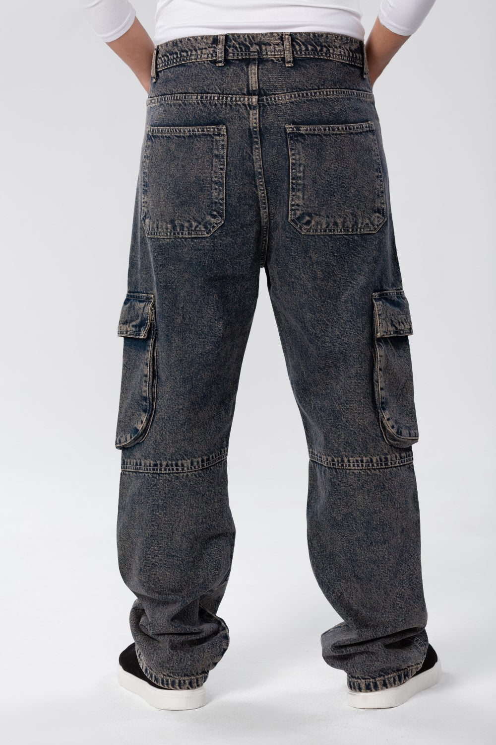 Men's Slim Fit Cargo Jeans Pants With Side Pockets