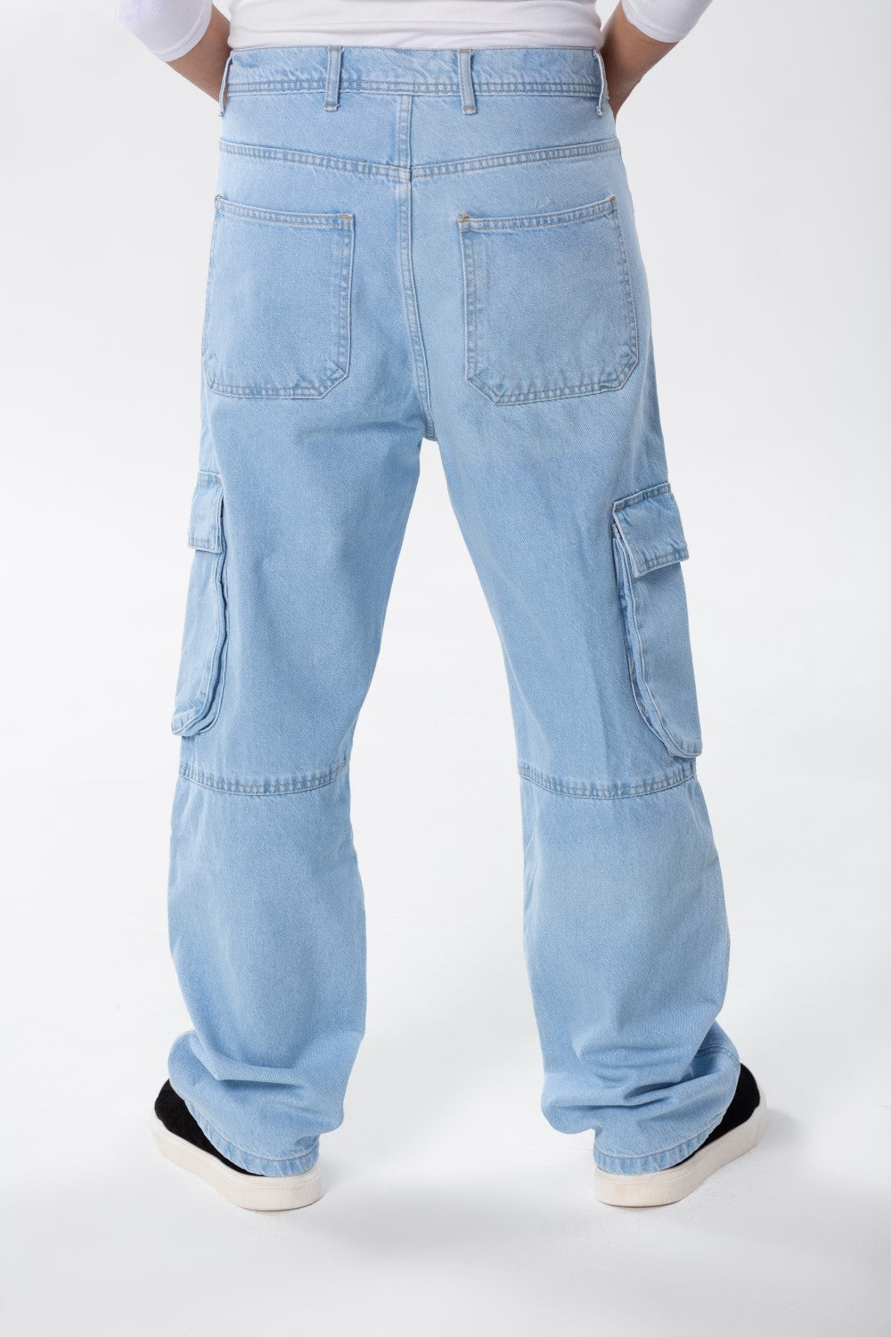Men's Slim Fit Cargo Jeans Pants With Side Pockets