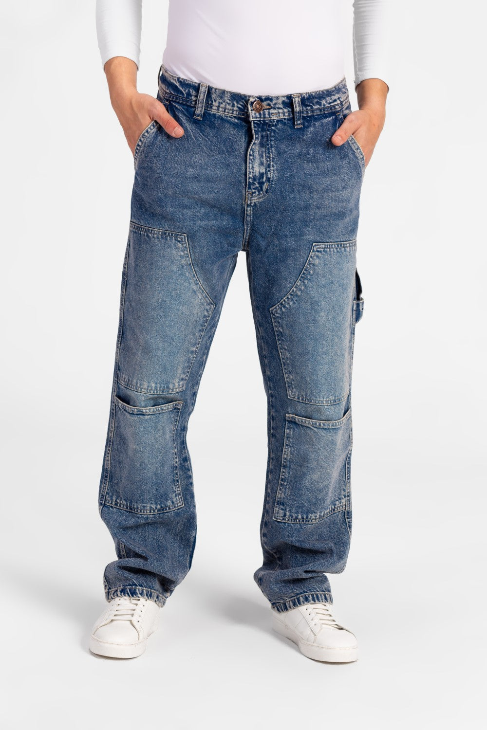 Men's Front And Back Pockets Cargo Jeans Pants In Modern Cut