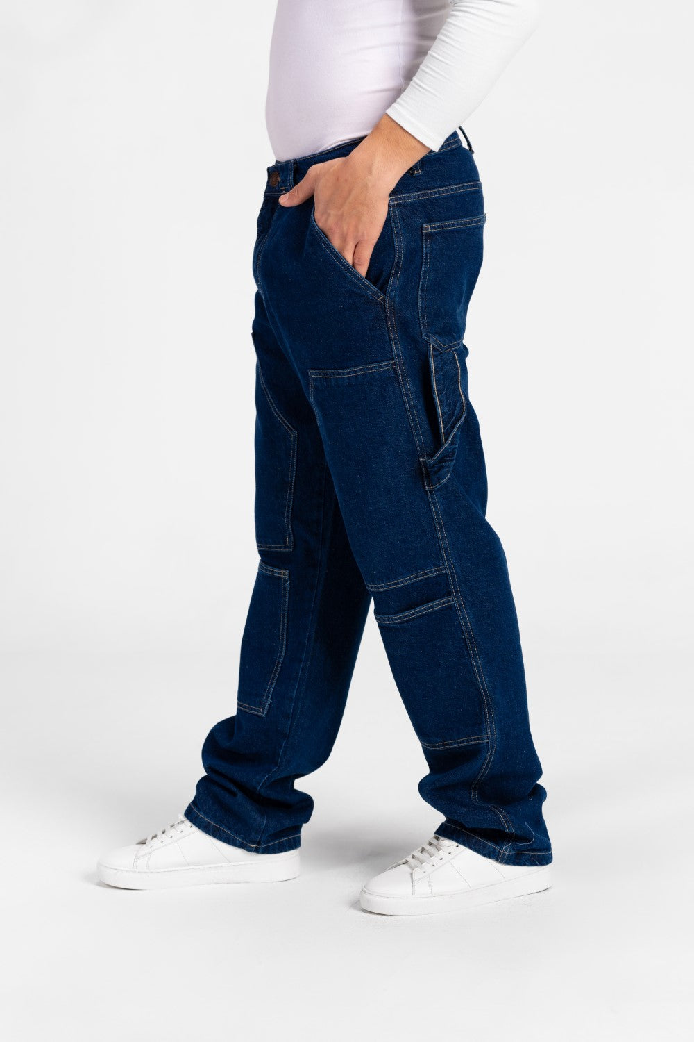 Men's Front And Back Pockets Cargo Jeans Pants In Modern Cut