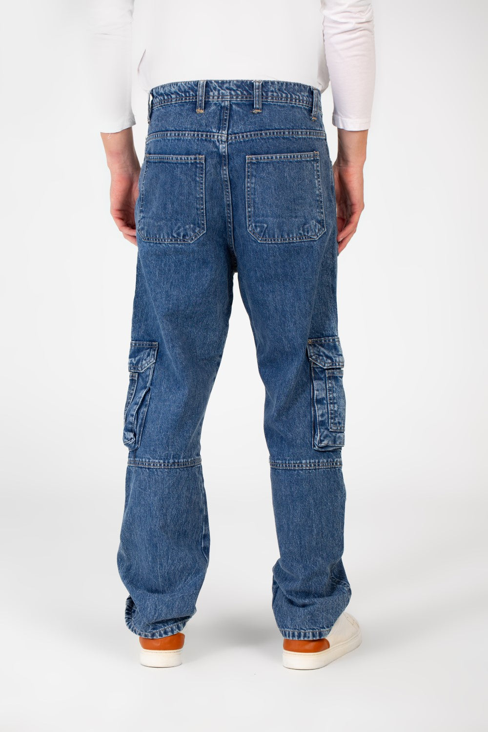 بنطلون جينز كارغو رجالي بتصميم عصري وجيوب