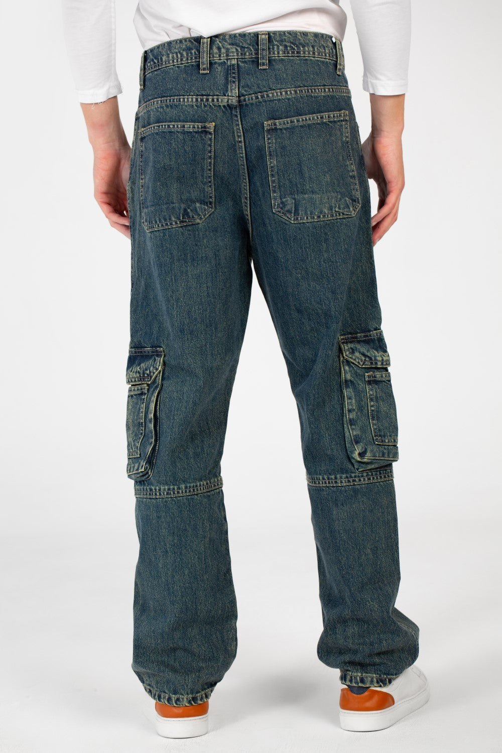 بنطلون جينز كارغو رجالي بتصميم عصري وجيوب