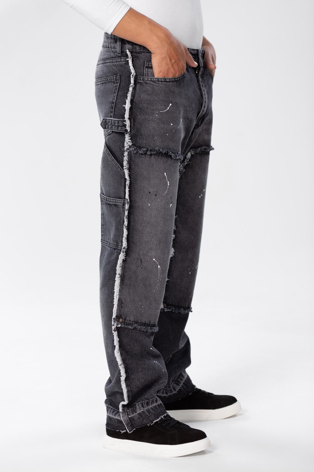 Men's Cargo Jeans Pants With A Modern Print And Cut
