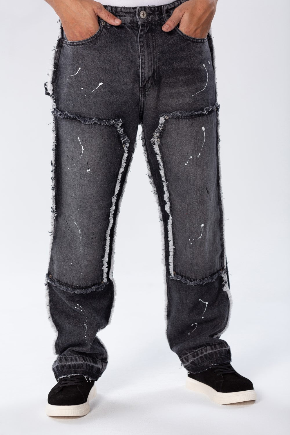 Men's Cargo Jeans Pants With A Modern Print And Cut